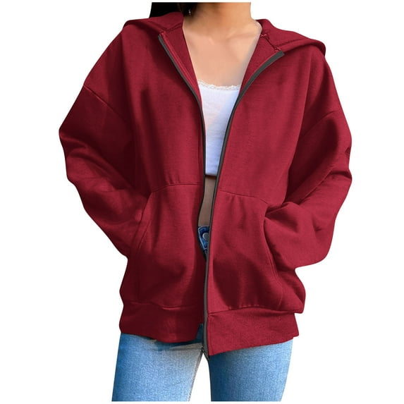 POTETI Womens Hoodies Clearance Under $10 Casual Long Sleeve Full Zip Jacket Pullover Tops Sweatshirts