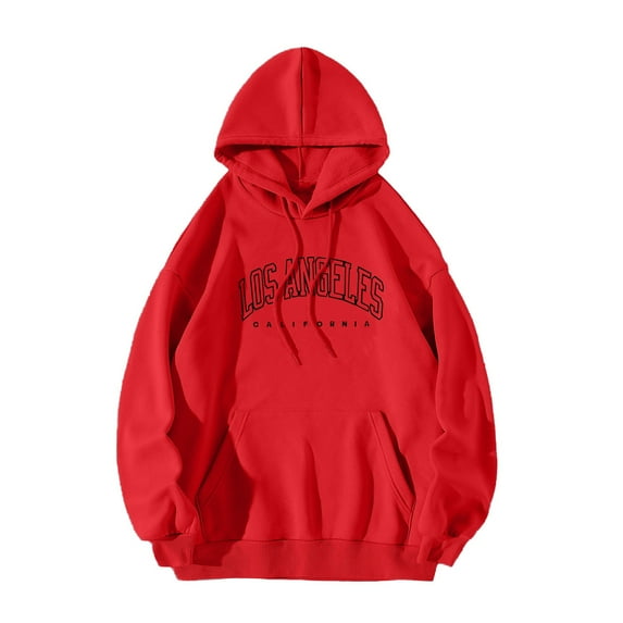 POTETI Womens Hoodies Casual Long Sleeve Pullover Tops Letter Hooded Sweatshirts