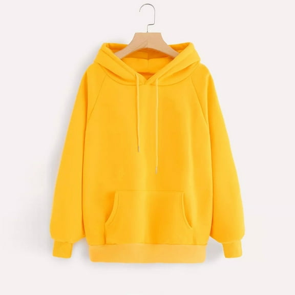 POTETI Womens Hoodies Casual Long Sleeve Pullover Tops Solid Basic Hooded Sweatshirts