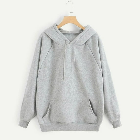 POTETI Womens Hoodies Casual Long Sleeve Pullover Tops Solid Basic Sweatshirts