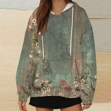 POTETI Womens Hoodies Plus Size Casual Long Sleeve Sweatshirts Vintage Pullover Tops