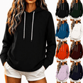 thumbnail image 1 of POTETI Womens Hoodies Pullover Casual Long Sleeve Hooded Sweatshirts Solid Color Drawstrings Tops, 1 of 6