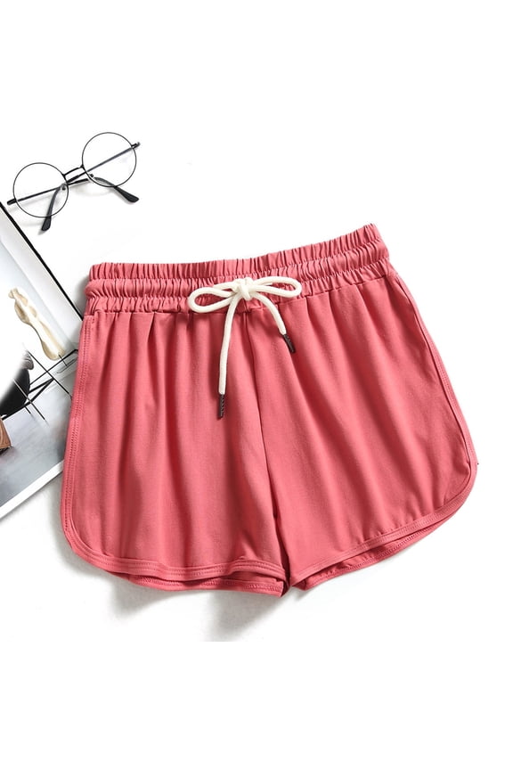 Womens Running Shorts Wide Leg High Waisted Women Summer Shorts Red Sports Solid Drawstring Dolphin Athletic Shorts