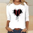 thumbnail image 1 of POTETI Womens Shirts Going Out Winter Casual Printed T-shirt 3/4 Sleeves Blouse Round Neck Casual White Blouse for Juniors, 1 of 1