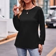 thumbnail image 1 of POTETI Womens Shirts Winter Casual Color Long Sleeve Round-Neck Blouses & Shirts Black Womens Blouses, 1 of 1