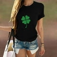 thumbnail image 1 of POTETI Womens St Patricks Day Clothing,Female Short Sleeve Crew Neck Ireland Clover Print T-shirt Tops, 1 of 5