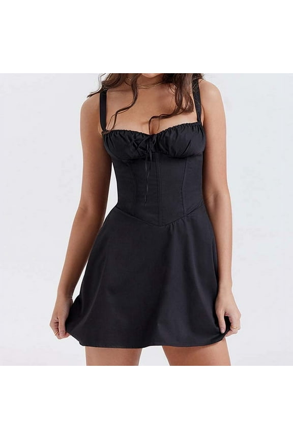 Womens Summer Dresses Black Dress Color Elegant Sweet Lace Pleated High Waist Dress Womens Long Sundresses