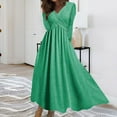 thumbnail image 1 of POTETI Womens Summer Dresses Green Casual Dresses Sasual Loose Solid Color Long Sleeve V-Neck Long Dress Clearance Sundresses, 1 of 6