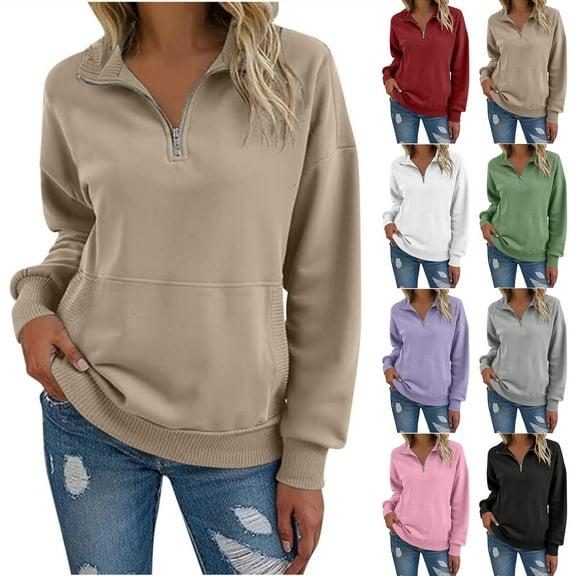 Goodtrade8 Womens Sweatshirts Lightweight Winter Casual Long Sleeve Solid Pullover Sweatshirts