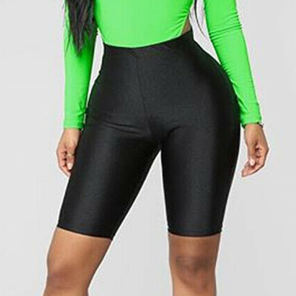 Peach and black yoga women’s shorts.