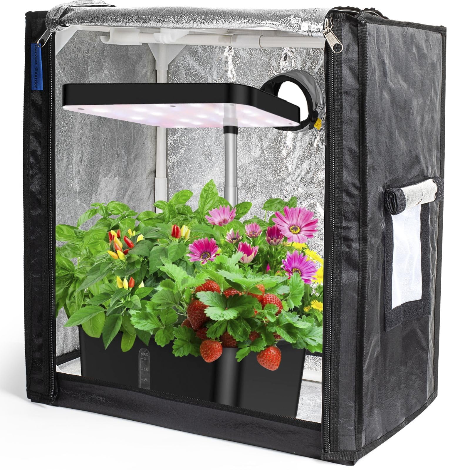 Black Metal and Polyester Mini Indoor Grow Tent for Hydroponics