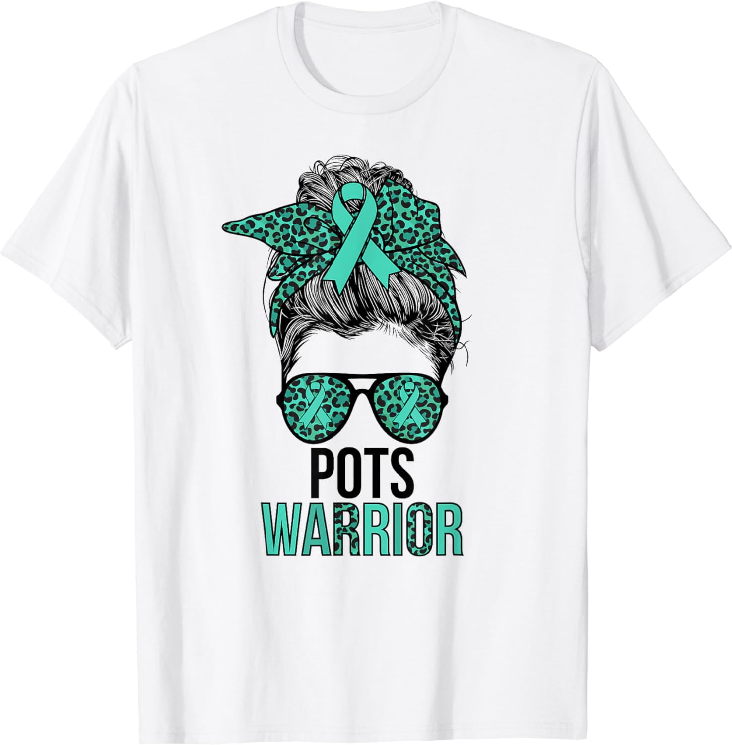 POTS Warrior Messy Bun POTS Awareness Day POTS Fighter T-Shirt ...