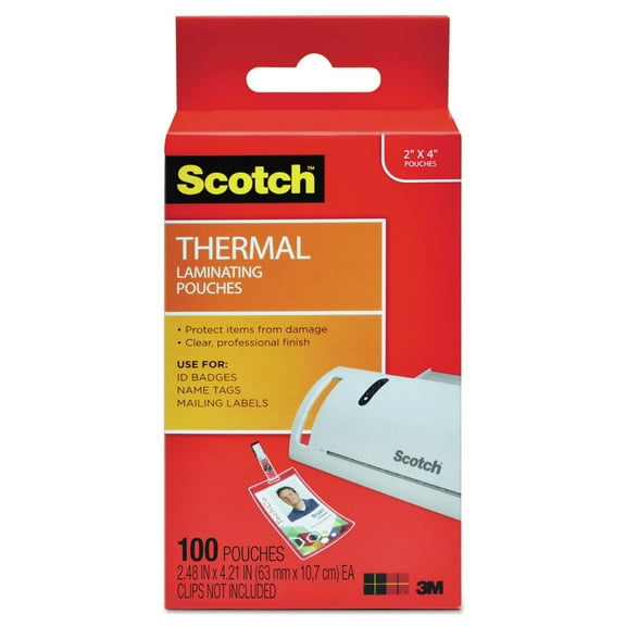 Scotch TP5852-100 2.25 in. x 4.25 in. 5 mil Laminating Pouches - Gloss Clear (100/Pack)