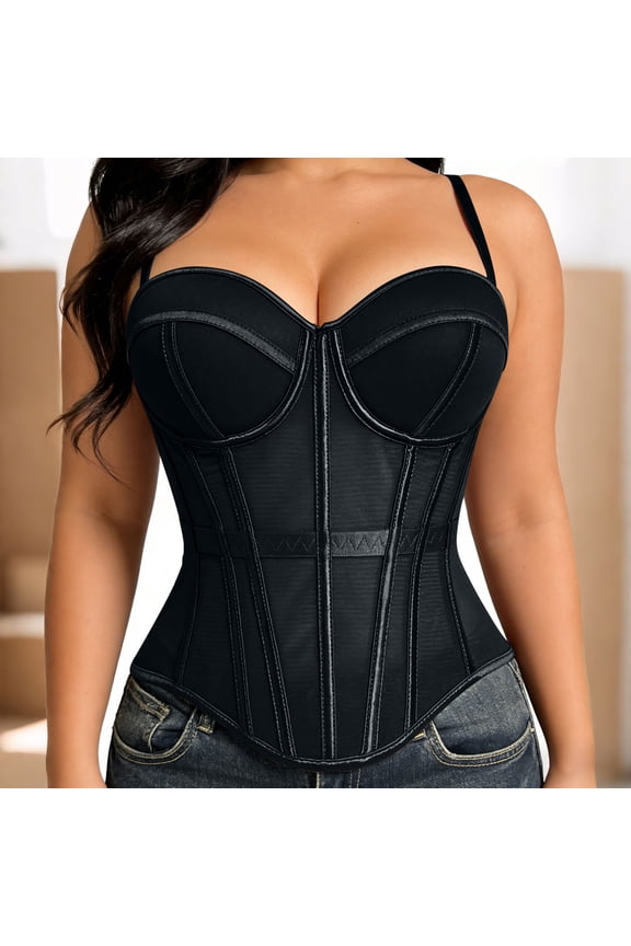 Womens Mesh Corset Tops Slim Fit Spaghetti Strap Mesh Boned Structure Casual Tops Party Style Bustiers Gift