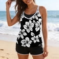 thumbnail image 1 of POUNOO Womens Three Piece Swimsuits Slim Fit V Neck Spaghetti Strap Tropical Floral Print 1PC Top 1PC Bottom 1PC Bra Bathing Suits Beach Vacation Swimwear Sets Gift, 1 of 8
