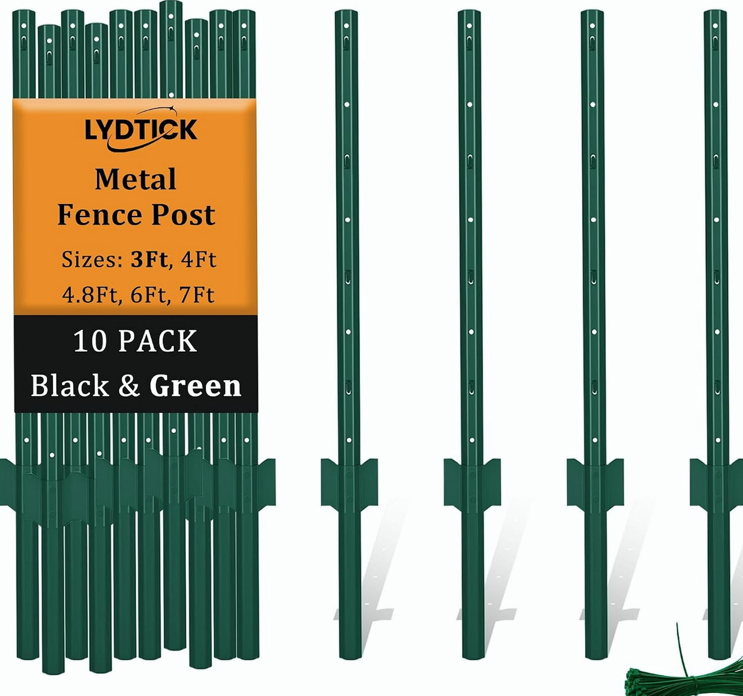 3ft Sign Post POUR PLACE 10 Pack Metal Fence Posts 3Ft Green Heavy Duty T Stakes ...
