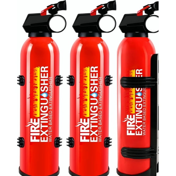 POUR PLACE 3 Pack 8 - in - 1 Water - Based Fire Extinguishers Class A B C K With Mount