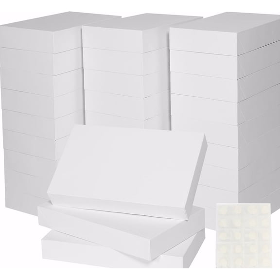 POUR PLACE 30 Pack Large White Shirt Gift Boxes with Lids for Presents, Clothes, Sweaters, Coats, Apparel, 17"x11"x2.5" Clothing Christmas, Halloween, Thanksgiving