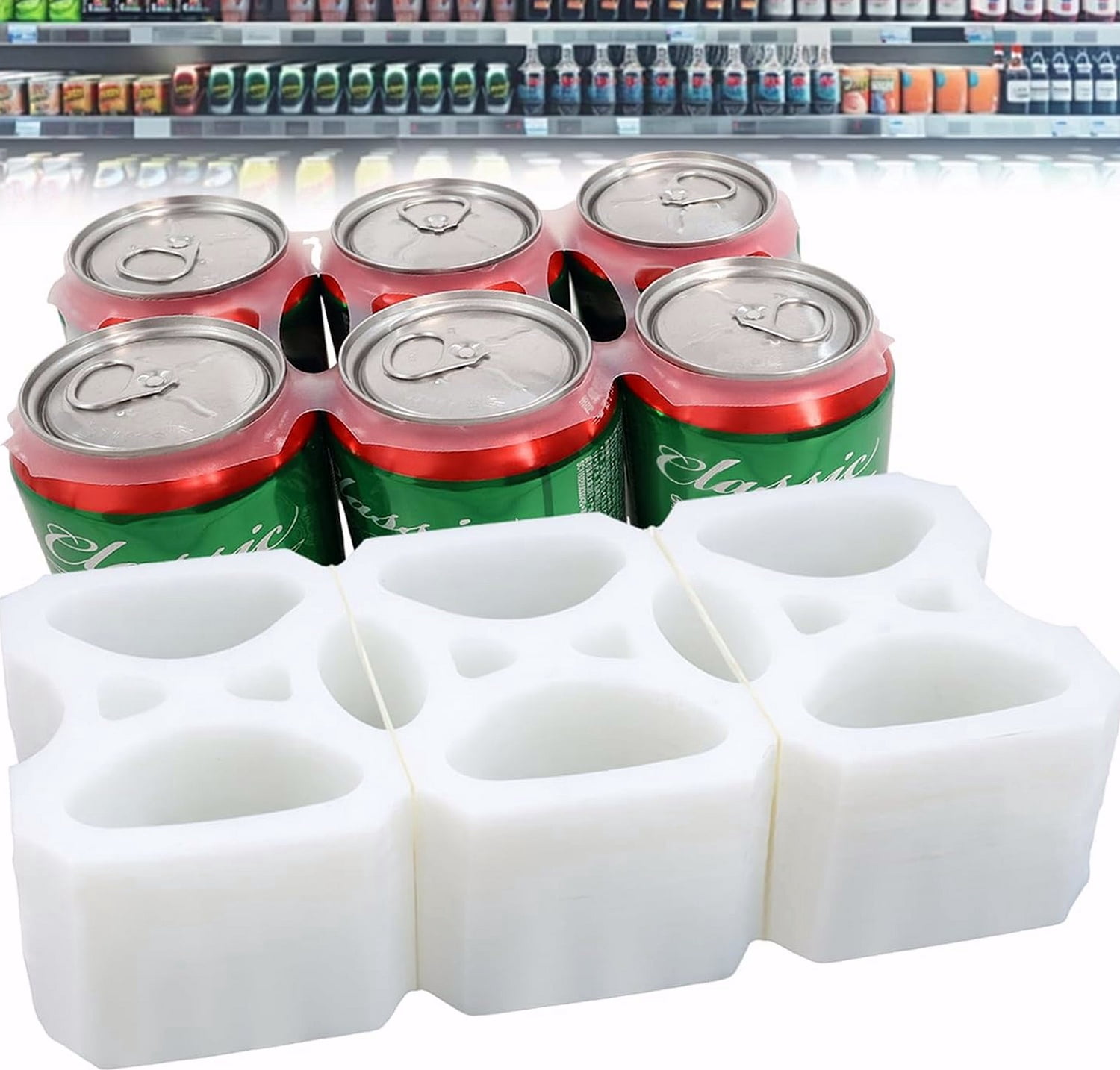 POUR PLACE 6 - Pack Can Rings, 500 Count Pre - Cut Carriers for 12 oz ...
