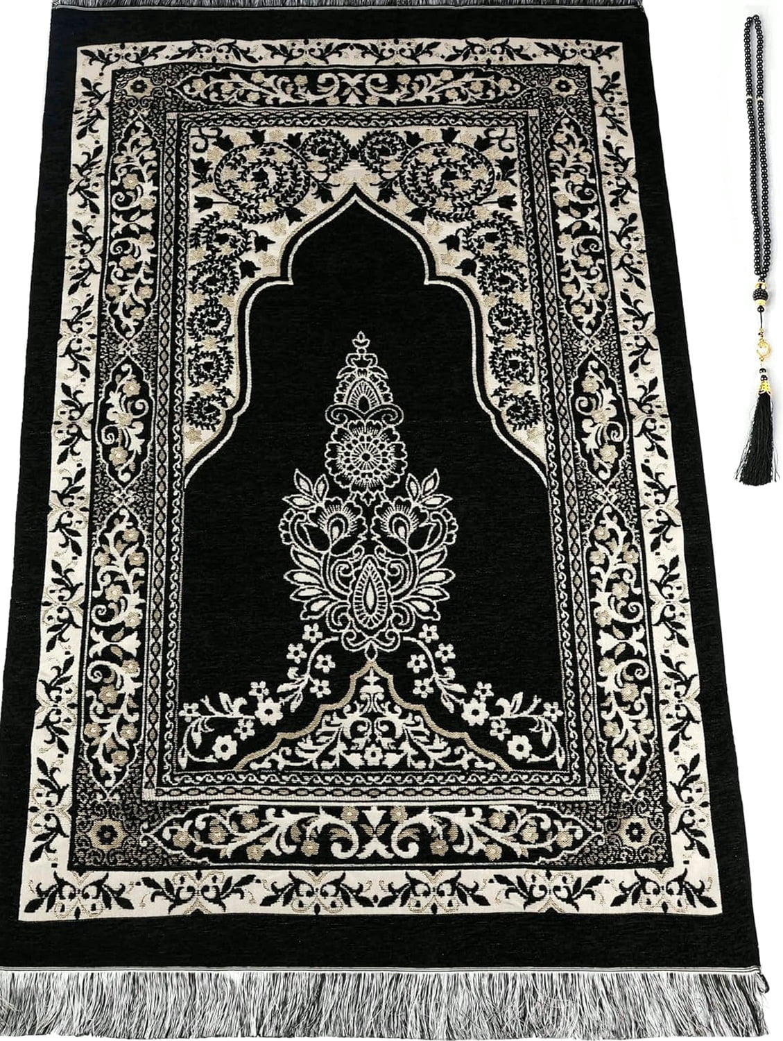 POUR PLACE Soft Islamic Prayer Rug with Beads, Foldable Muslim Mat for ...