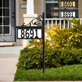 POUR PLACE Solar Powered Metal Address Sign for Yard with House Numbers ...