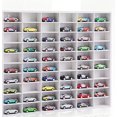 POUR PLACE Wooden Diecast Car Display Case Wall Mount White 60 Spaces ...