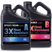 POURLA Ultra Heat Resistant Epoxy Resin 64OZ, 11 AB Mixing Resin Kit 195 High Heat Tolerance Epoxy Kit for Surface Coating, DIY Coasters, Trays, and Crafts
