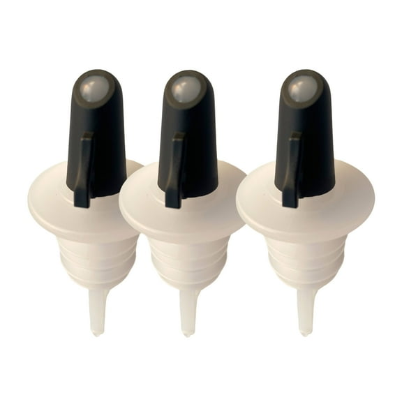 POURO Twist & Pour Resealable Bottle Pouring Spouts for Kitchen and Bar Black 3PK