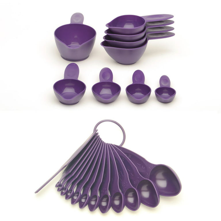 POURfect 22pc Dark Plum/Purple Measuring Spoon & Cup Sets are the worlds  largest assortment of sizes & worlds most accurate 