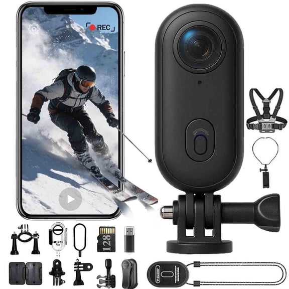 POV 4K HD Action Camera, Ultra Wide Angle HD Wearable Body Adventure Action Cameras-Mini Body Camera for Running Motorcycle Vlogging Diving Horse Riding (Black - Top Match)