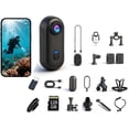 thumbnail image 1 of POV 4K Pro Waterproof Capture Camera, New Ultra Wide Angle Thumb Pocket Action Cam, Video Record Night Vision Waterproof with 128G Card for Motorcycle, Bike, Travel, Pet Walk (128G 1080P Black), 1 of 9