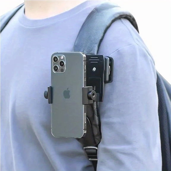 POV Backpack Phone Mount for Vlogging, Adjustable First Person Phone Holder with Clip, Hands-Free Chest Backpack Phone Holder for Hiking, Cycling, Travel, Camping and Outdoor Video Recording