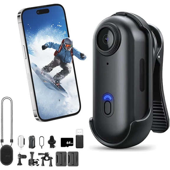 POV Capture Pro, POV Pro 4K Camera, Ultra Wide Angle Wearable Body Adventure Action Cam, for Diving, Cycling and Outdoors Activities (4K-Black, 64g)