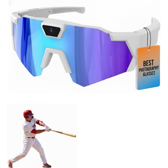 POV Glasses 4K Baseball Glasses with Camera Smart Camera Glasse for Men Women Sunglasses with Cameras and Audio Video Recording Glasse and WiFi Action Sports for Cycling Hiking