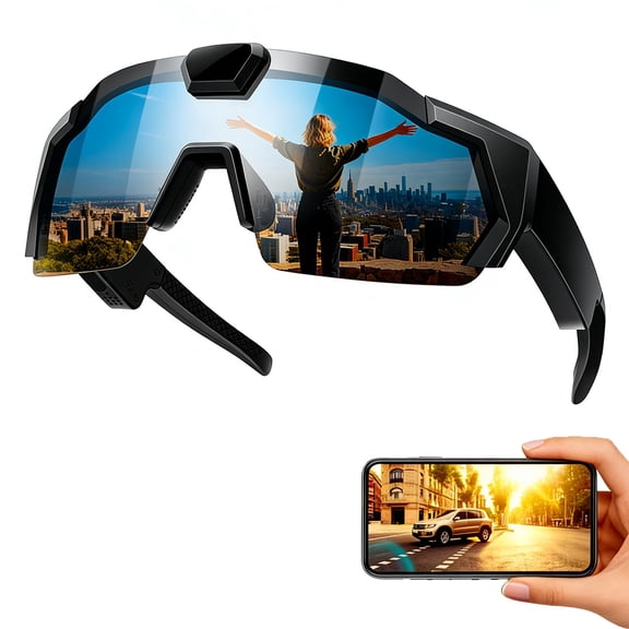POV Glasses 4k Baseball Sunglasses with Camera, Smart Camera Glasses for Men Women Sunglasses with Cameras