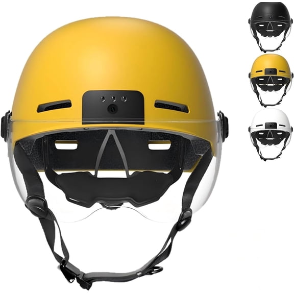 POV Helmet 4K Action Body Camera with 32G, Wearable Mini Sports Device, Built-in Audio for Video Recorder Cycling Skiing, Hands-Free Mini Sports Camera for Vlog Recording (Yellow)