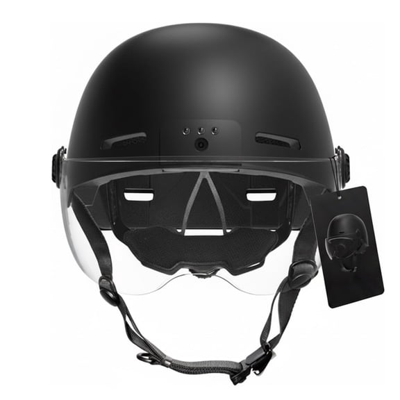 POV Helmet 4K Action Camera, Wearable Body Cam for Motorcycle Bike Riding, Built-in Audio, Hands-Free Video Recorder for Skiing(Black)