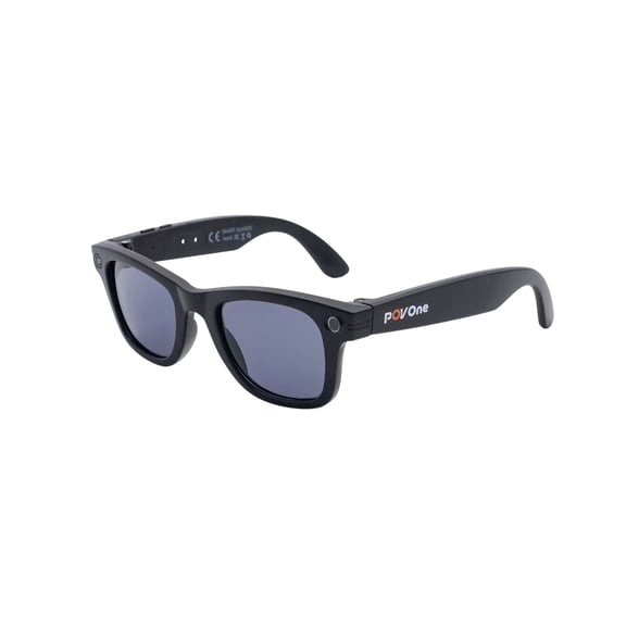 POV One Smart Sunglasses w/ Camera - 12MP Photo, 1080p HD Video, Bluetooth Audio, Photochromic + Sunglass Lenses, Voice Assistant, Matte Black