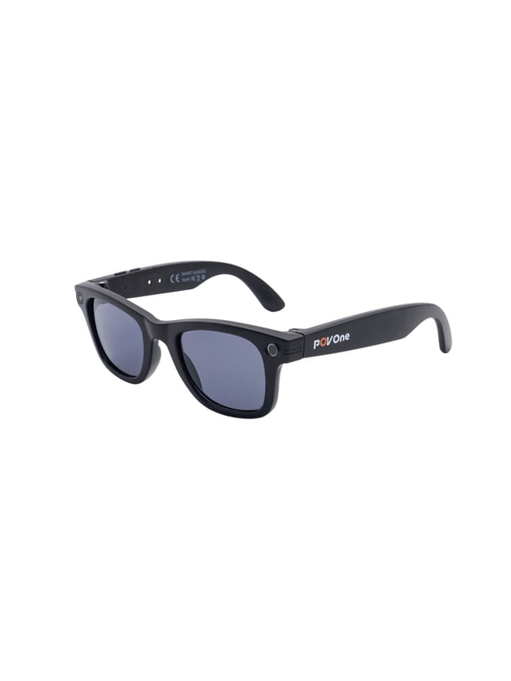 Smart Sunglasses w/ Camera - 12MP Photo, 1080p HD Video, Bluetooth Audio, Photochromic + Sunglass Lenses, Voice Assistant, Matte Black