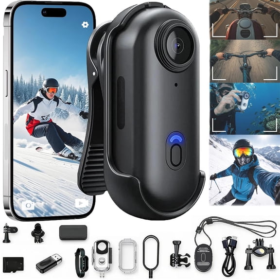 POV Record Pro 2.0, High-End 4K/1080P Pro Capture Thumb Camera, WiFi Magnetic Sports Cycling Camera,Portable Pet Cameras,64/128G Ultra Wide Hands-Free Clip Cameras,Ski Cam (Black[64GB, 1080P])