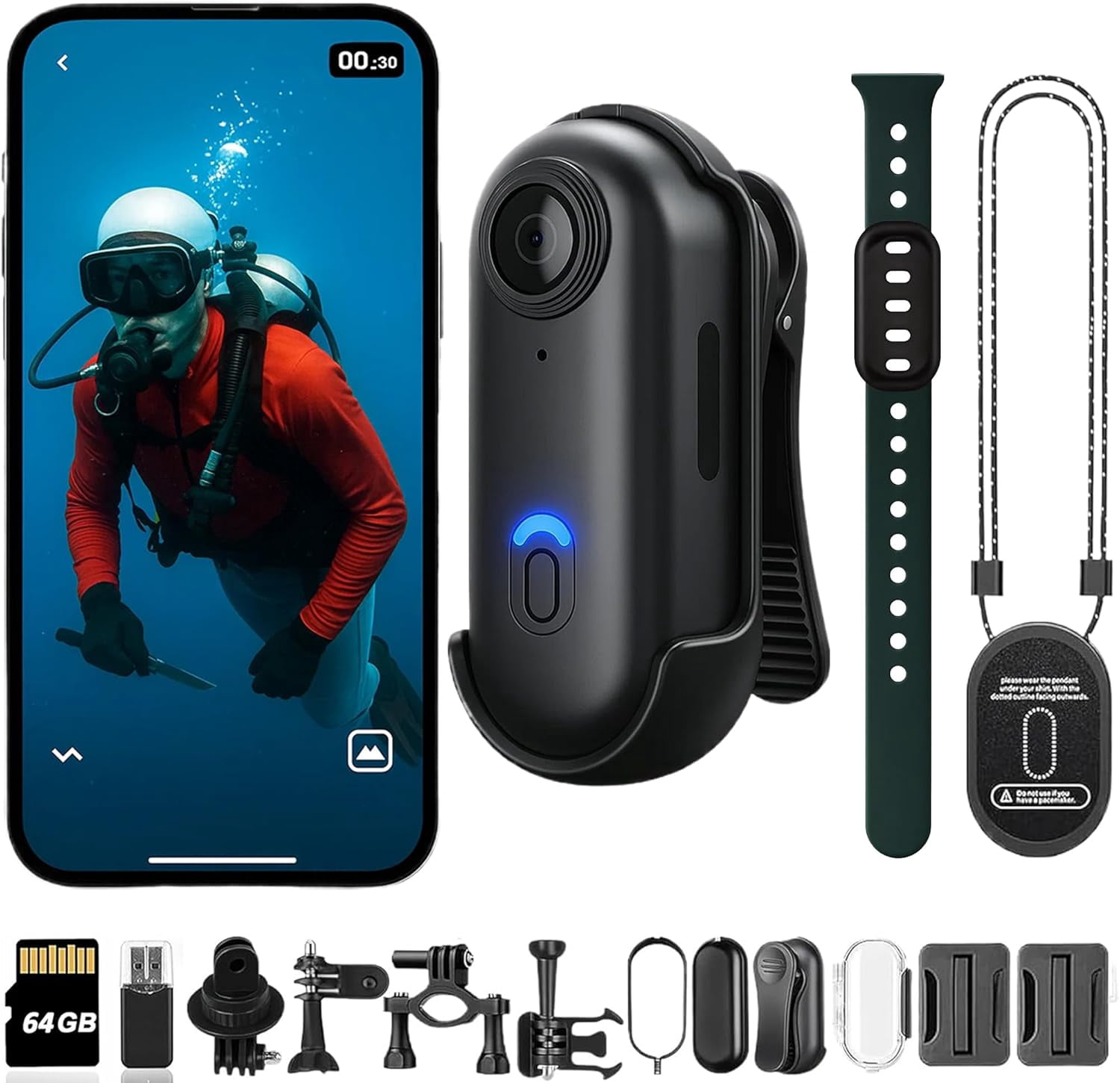 POV Waterproof 4K Pro Capture Camera, 170° Ultra Wide Angle HD Wearable ...