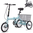 thumbnail image 1 of POVANLI 14" Tricycle for Adults,3 Wheel Bikes for Adults with Basket, 95% Pre-Assembled Collapsible Steel Frame 200 LBS Capacity, 1 of 9