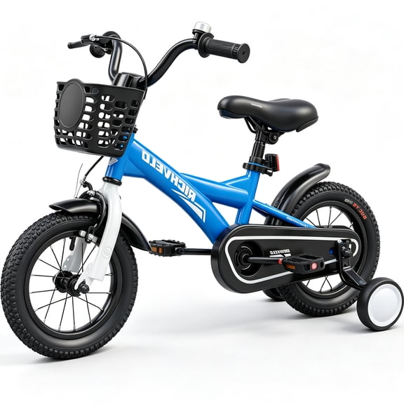 POVANLI 16'' Kid Bicycle with Training Wheels,Kid Bike with Front V-Brake &Coaster Brake/Basket For 4-7 Years Old