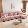 thumbnail image 1 of POVANLI 173.2" 4 Seater Modular Sectional Sofa, Large L Shaped Sectional Fluffy Couch with 1 Ottoman, Deep Seat Sofas for Living Home, 1 of 9