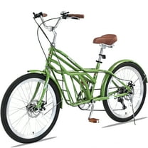 24 inch Bicycle for 10+yr or 5'0"-5'7" Adult with Cargo Space(small pets, items), 6-Speed Gears, Disc Brakes & Durable Lightweight Steel Frame, City Commuter Bike, 85% assembled for Gift (Green)