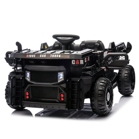 POVANLI 24V 2-Seater Ride-On Kids Electric Construction Car Dumper W/parents control, 400W Motors, Electric Tipping Dump Bed and Shovel, 20" Seat, 4.9MPH Max, Ideal Gift for Kids Aged 3+(Black)