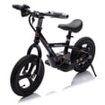 thumbnail image 1 of POVANLI 24V Kids Ride on Electric Toy Dirt Bike, 150W Electric Balance Bike with Key Start, Slow Start, Power Display, Adjustable Seat Height, Hand-Operated Brakes for 3+ Children Gift (Black), 1 of 12