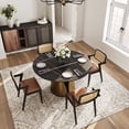 thumbnail image 1 of POVISON 51"Modern Black Round Dining Table for 4, Matte Sintered Stone Tabletop, Bronze Carbon Steel Base, 1 of 11