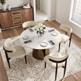 thumbnail image 1 of POVISON 59.06" Modern Black Round Dining Table For 6, Tempered Glass Tabletop,Carbon Steel Base, 1 of 9