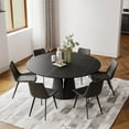 thumbnail image 1 of POVISON 59"Modern Black Round Dining Table for 6, Matte Sintered Stone Tabletop, Black Carbon Steel Base, 1 of 8